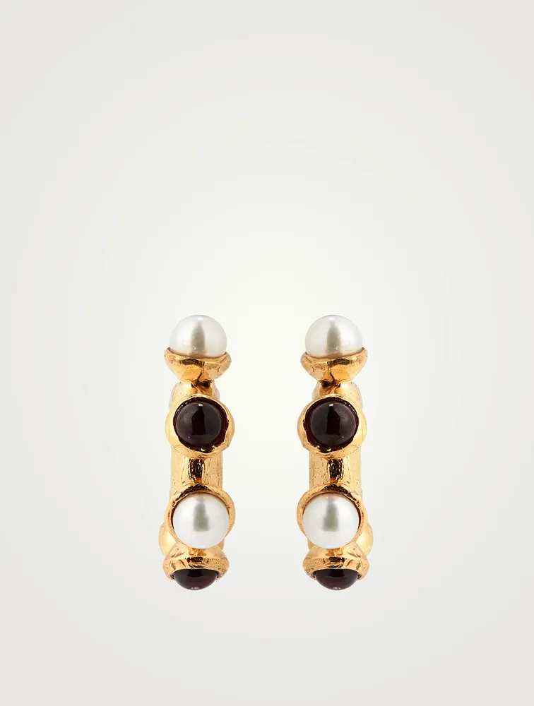 The Nocturnal Desire Earrings With Pearl And Garnet