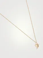 14K Gold Hummingbird Necklace With Diamond