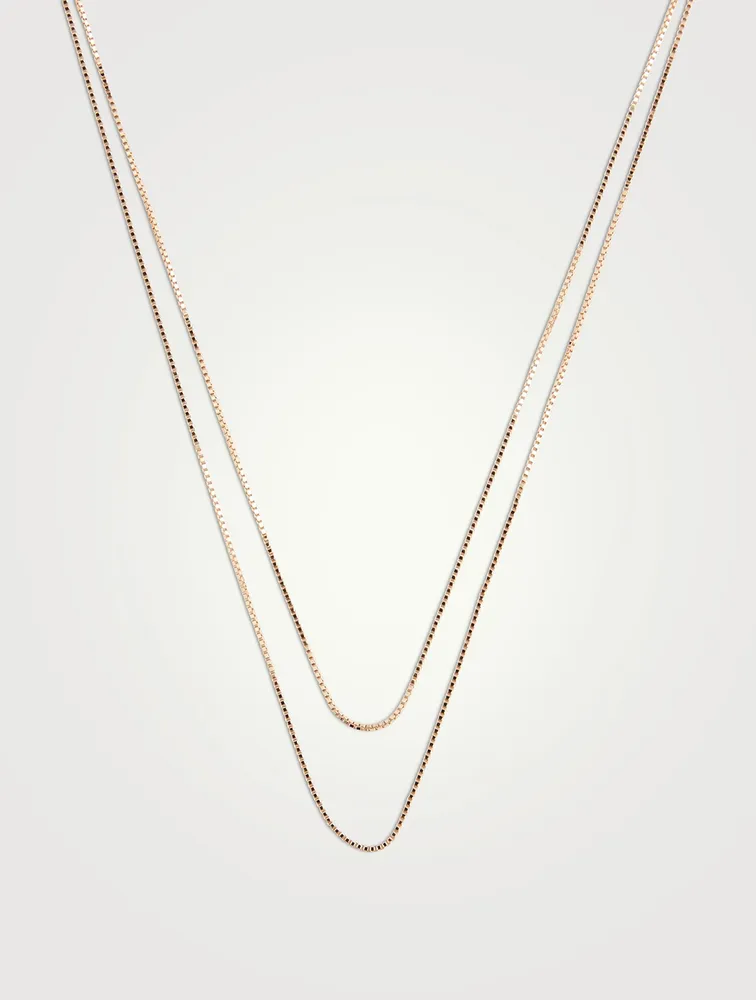 14K Gold Double Strand Chain Necklace