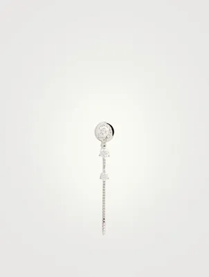 14K Gold Triple Solitaire Diamond Chain Stud Earring