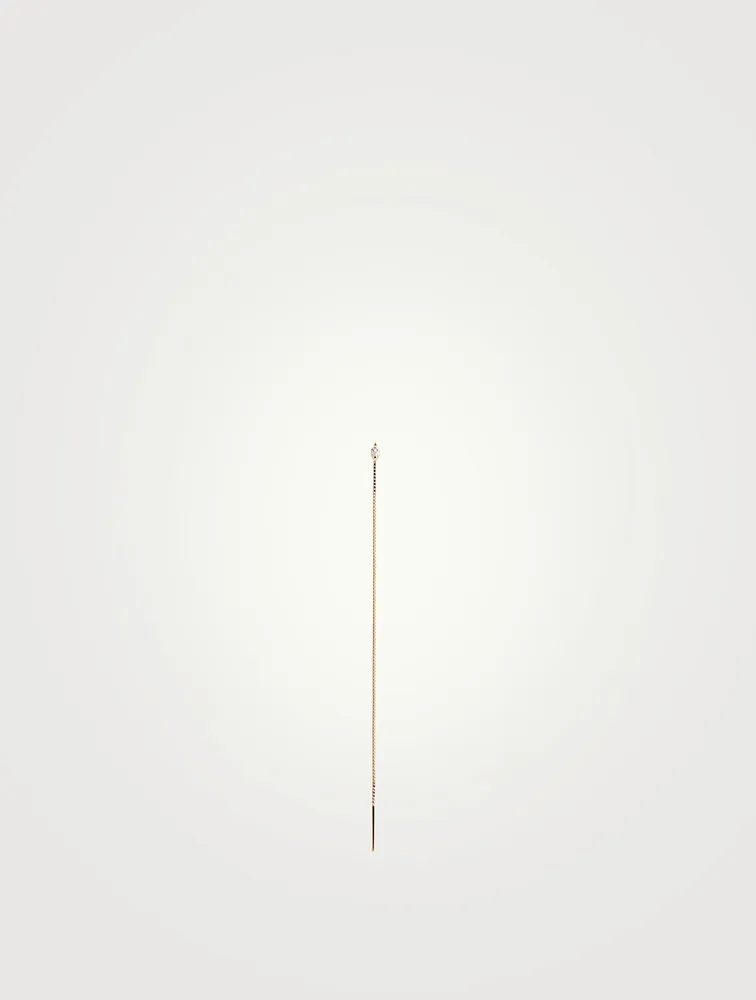 14K Gold Threader Earring With Diamond