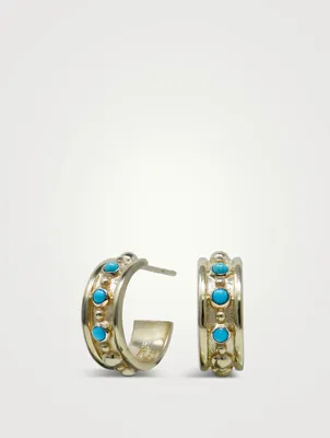 Dew Drop Méditerranée 14K Gold Hoop Earrings With Turquoise