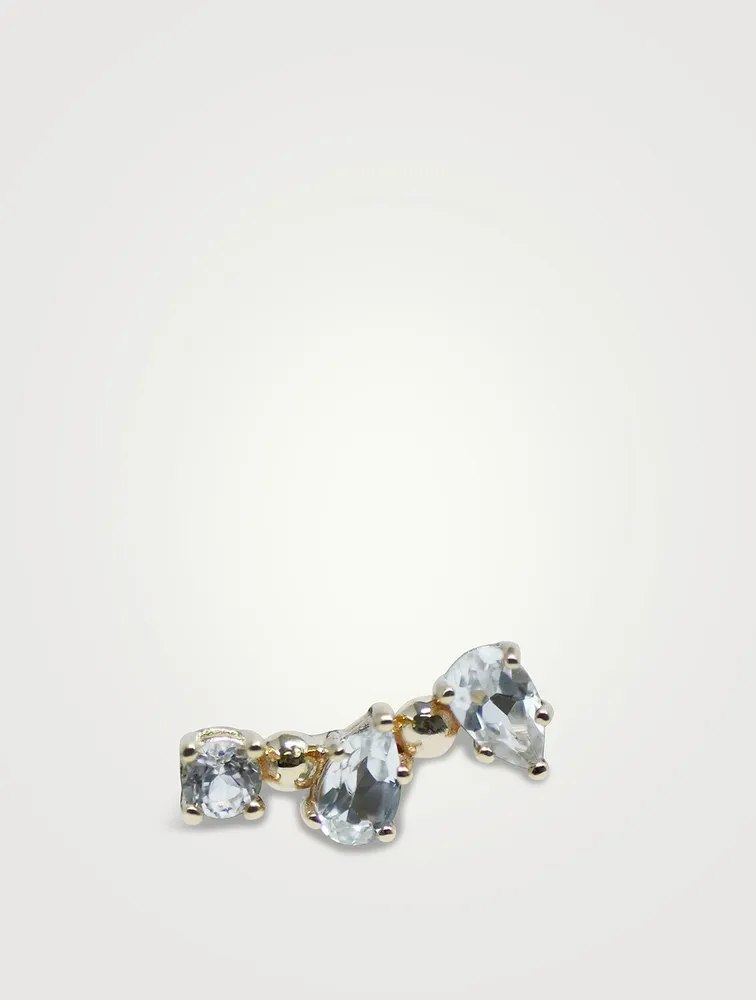 Mini Mélia 14K Gold Right Ear Crawler With Clear Topaz