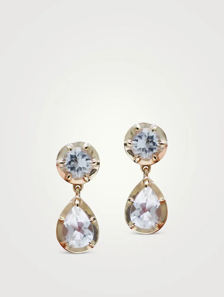 Mélia 14K Gold Drop Earrings With Clear Topaz
