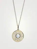 Mini Aztec 14K Gold Medallion Necklace With Moonstone