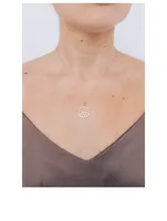 Mini Aztec 14K Gold Medallion Necklace With Moonstone