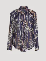 Gathered Blouse Leopard Print