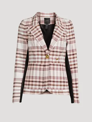 Tuxedo Stripe Blazer Plaid Print
