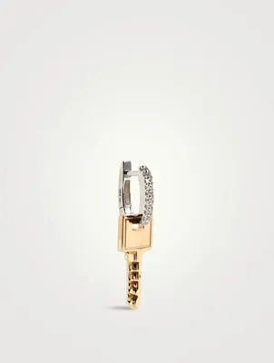 Small Gold And Silver Key Earring With Diamonds