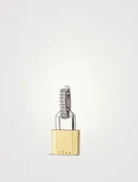 Small Lock Gold Earring With Diamonds