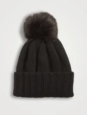 Dixie Cashmere Toque With Faux Fur Pom