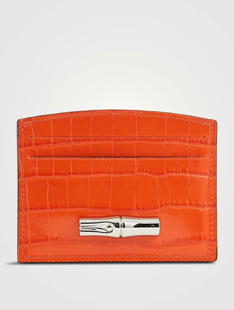 Roseau Croc-Embossed Leather Card Holder
