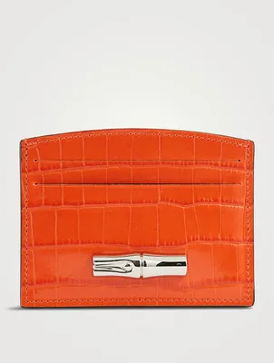 Roseau Croc-Embossed Leather Card Holder