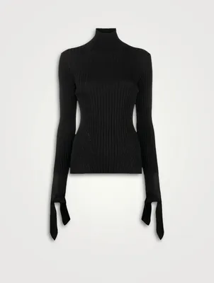 Ribbed Split-Cuff Sweater
