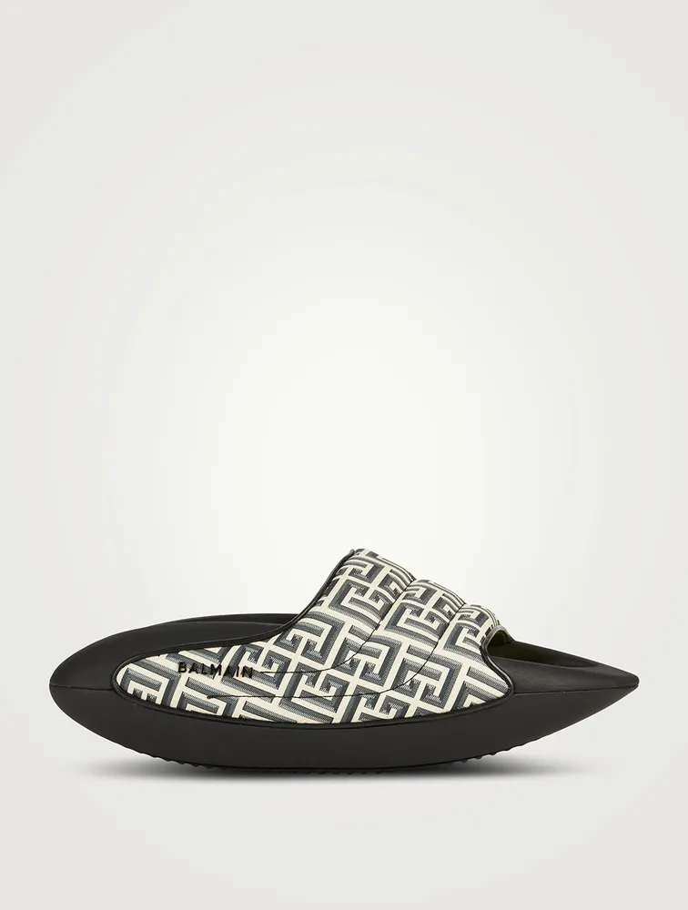 B-IT-Puffy Quilted Leather Slide Sandals With Monogram