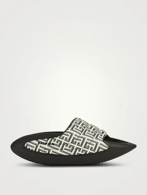 B-IT-Puffy Quilted Leather Slide Sandals With Monogram