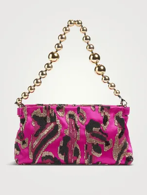 Embellished Satin Shoulder Bag