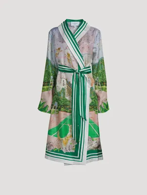Tennis Club Prive Printed Silk Robe