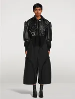 Cropped Bustier Leather Biker Jacket