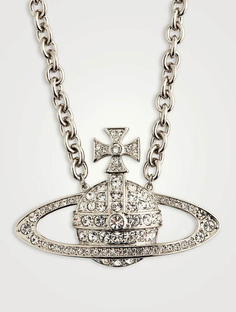 Mini Bas Relief Chain Necklace With Crystals