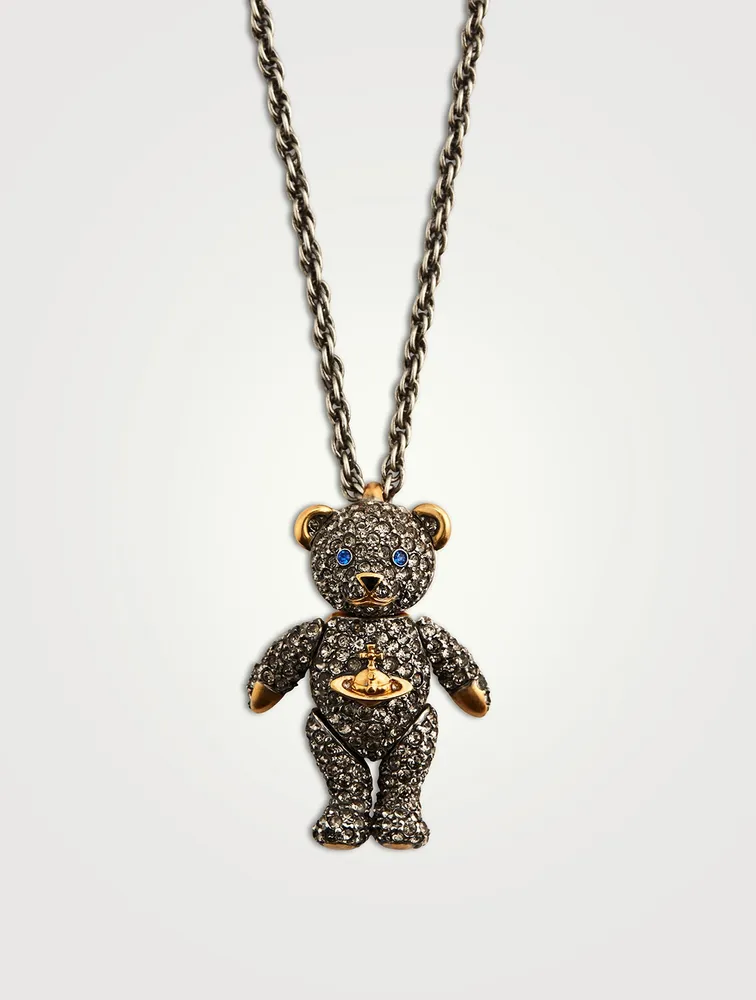 Teddy Pendant Necklace With Crystals