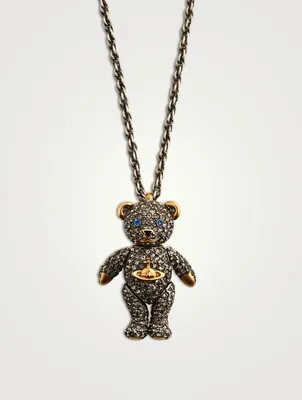 Teddy Pendant Necklace With Crystals
