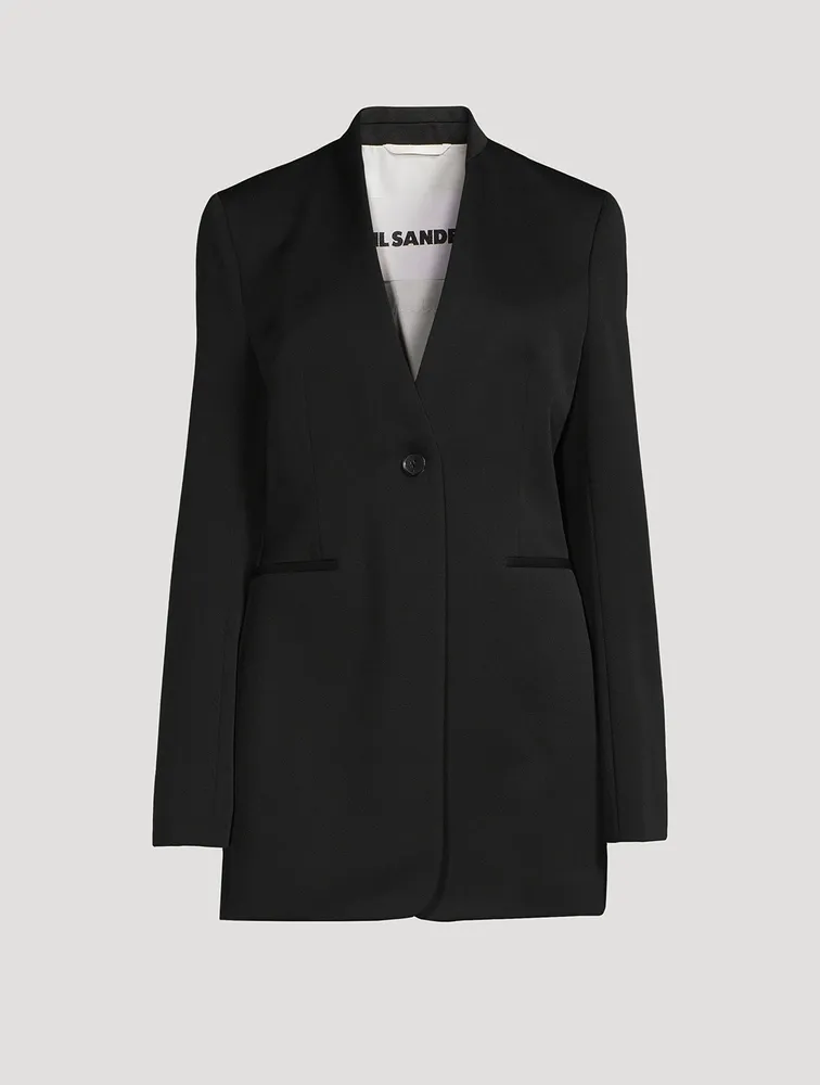 Wool Collarless Blazer