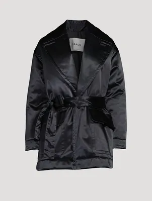 Sustainable Satin Down Robe Coat