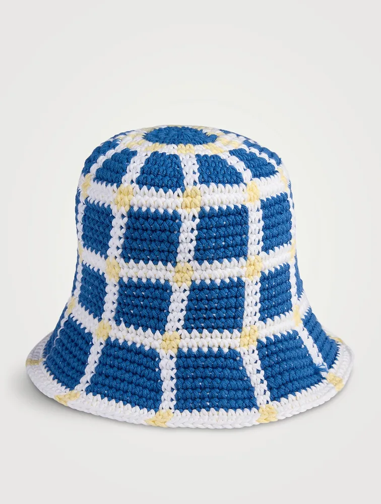 Crochet Plaid Bucket Hat