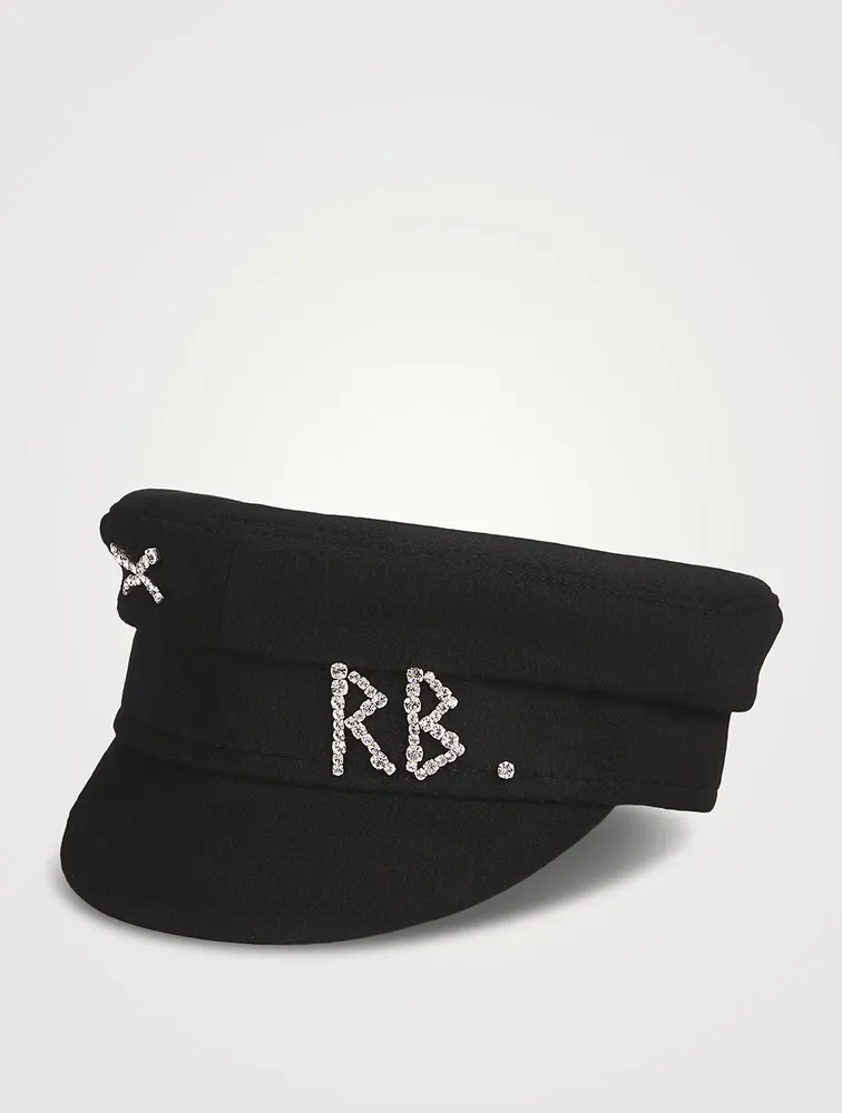 Wool Baker Boy Cap With Crystal Logo