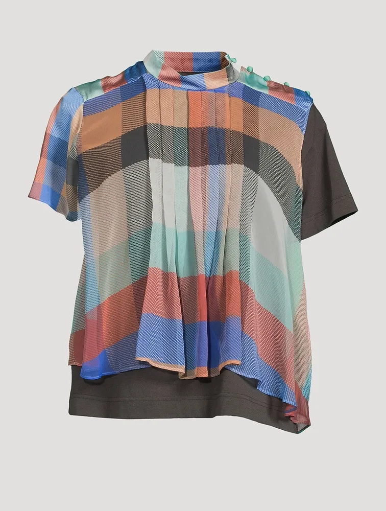 Jersey T-Shirt With Chiffon Overlayer