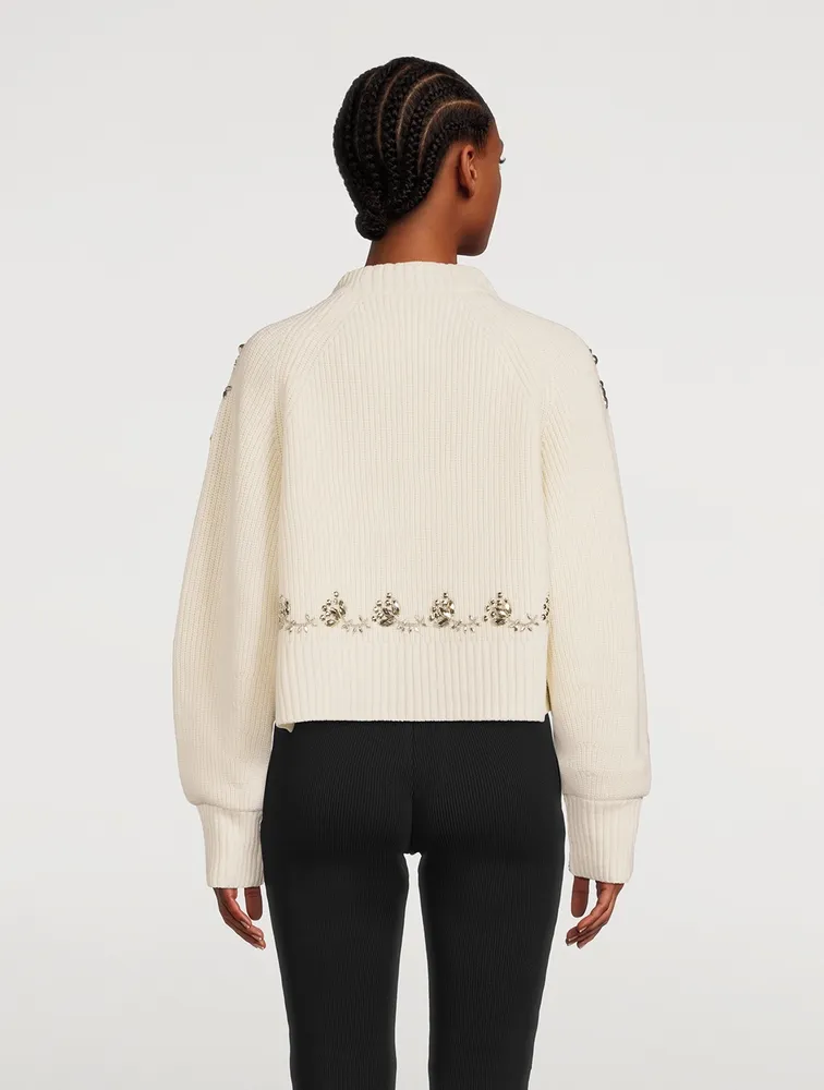 Flower Studs Wool Sweater