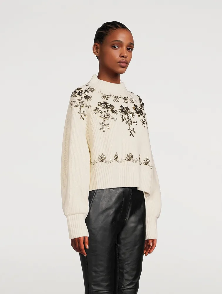 Flower Studs Wool Sweater