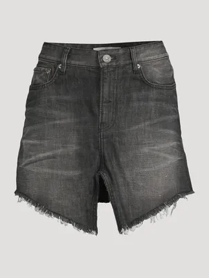 Cut-Up Denim Mini Skirt