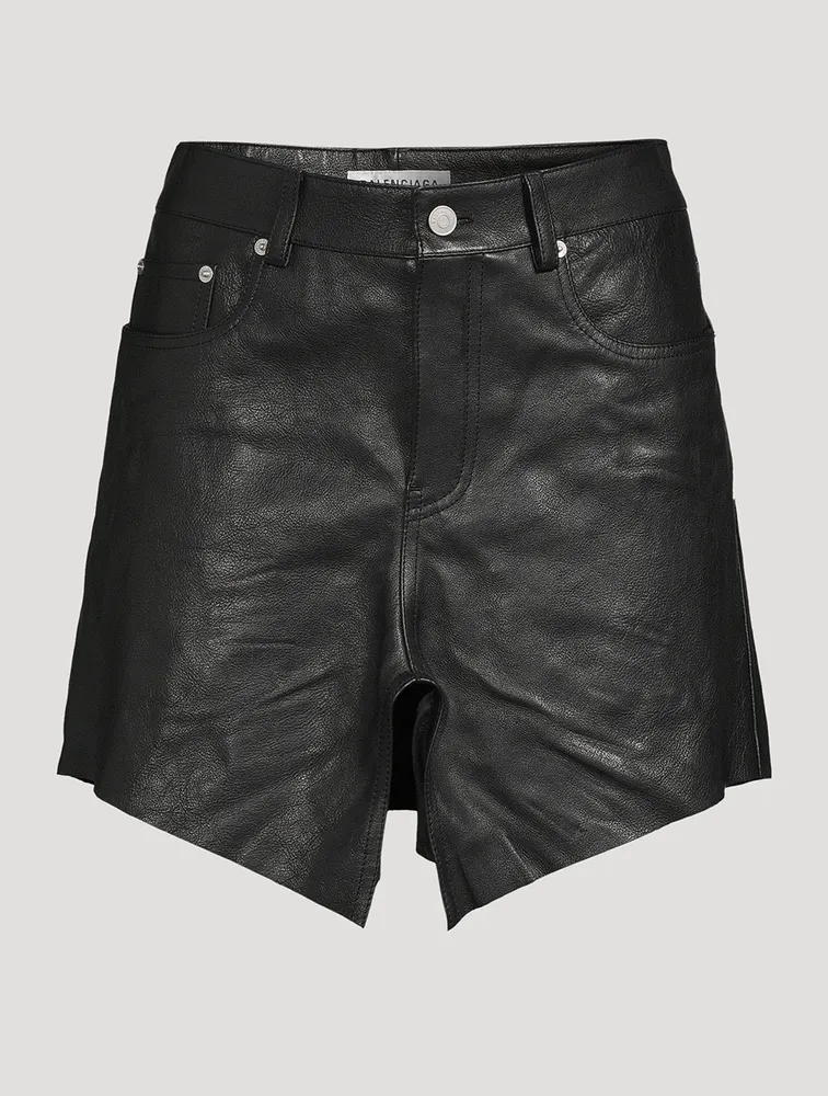 Cut-Up Leather Mini Skirt
