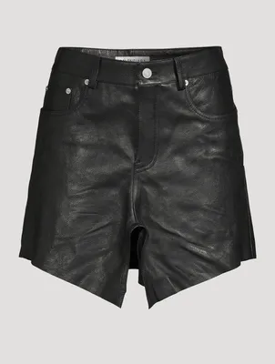 Cut-Up Leather Mini Skirt