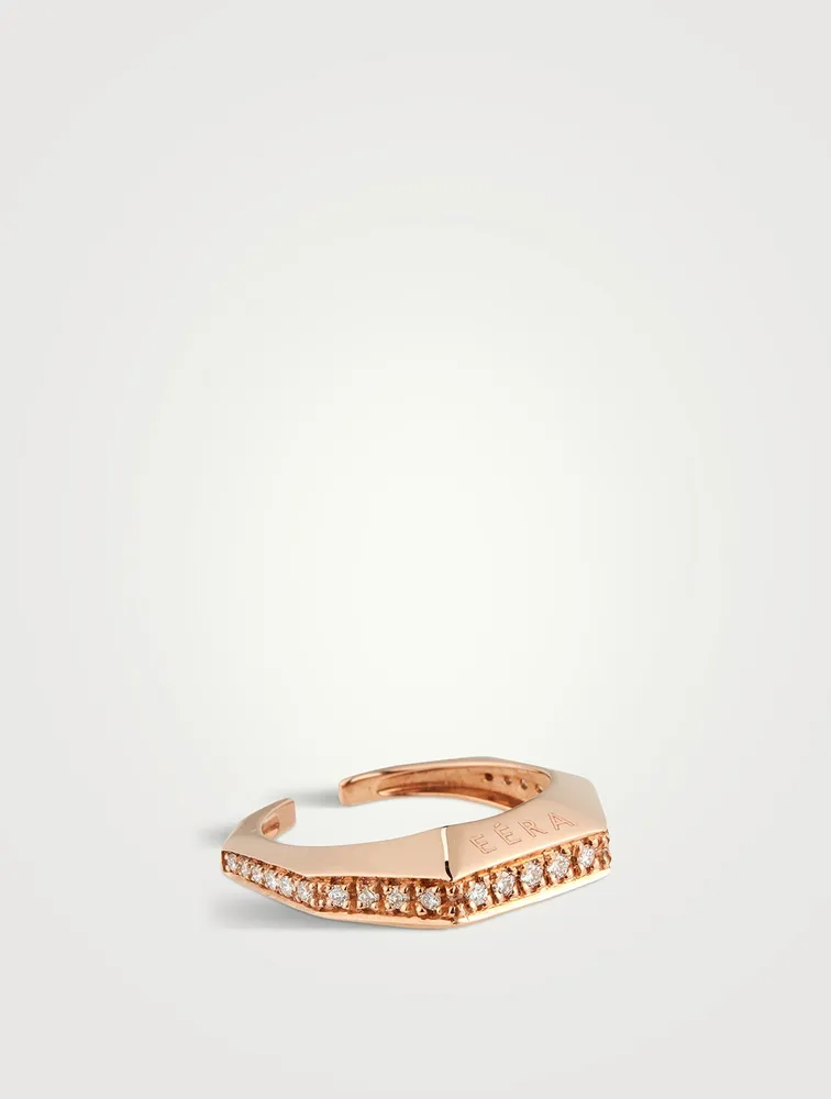 Small Sabrina Rose Gold Earcuff With Diamonds