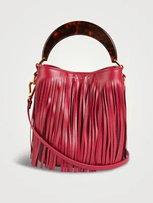 Small Venice Fringe Leather Bucket Bag