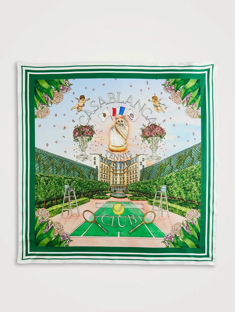Silk Scarf In Tennis Club Privé Print