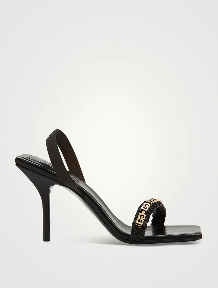 G Woven Leather Slingback Sandals