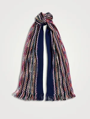 Wool Colourblock Zig-Zag Scarf