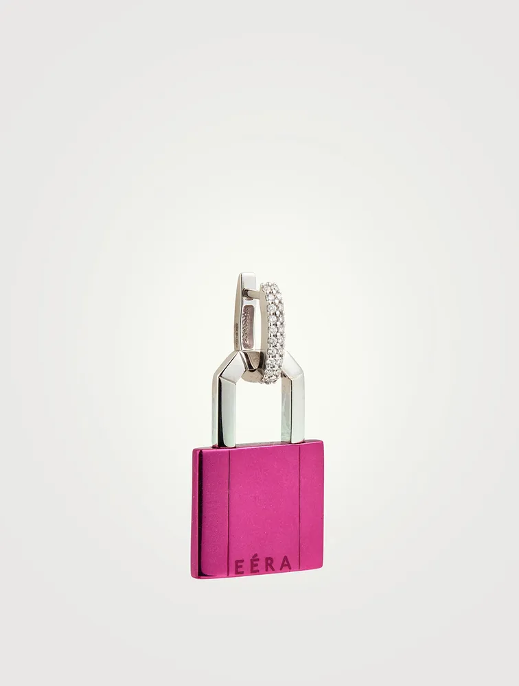 Big Lock White Gold And Silver Earring With Diamonds