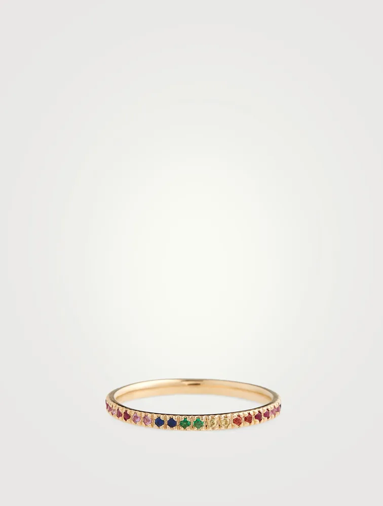 14K Gold Rainbow Eternity Ring
