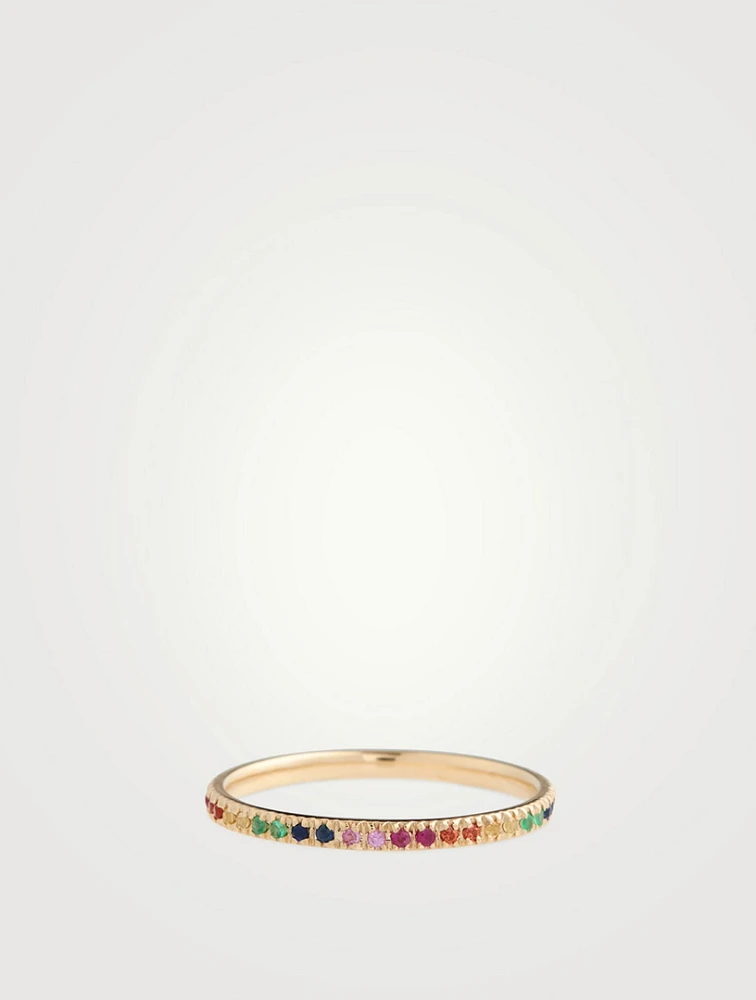 14K Gold Rainbow Eternity Ring