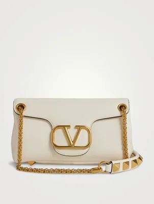 Stud Sign Leather Shoulder Bag