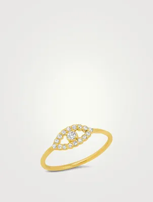 18K Gold Open Evil Eye Ring With Diamonds