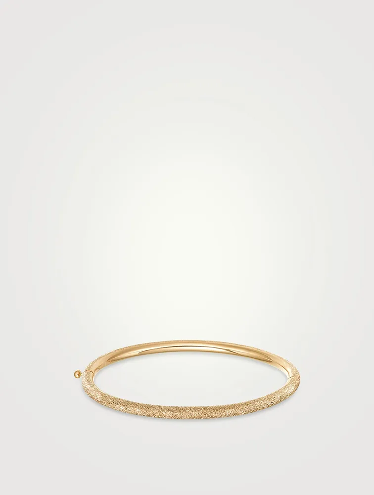 18K Gold Florentine Finish Thick Bangle Bracelet