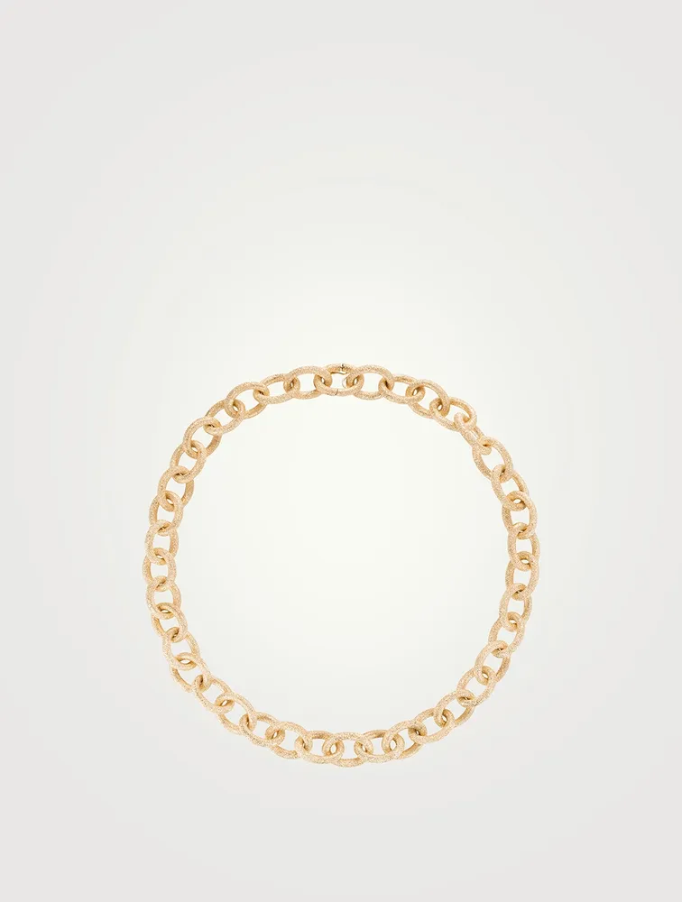 18K Gold 1885 Florentine Finish Short Link Necklace
