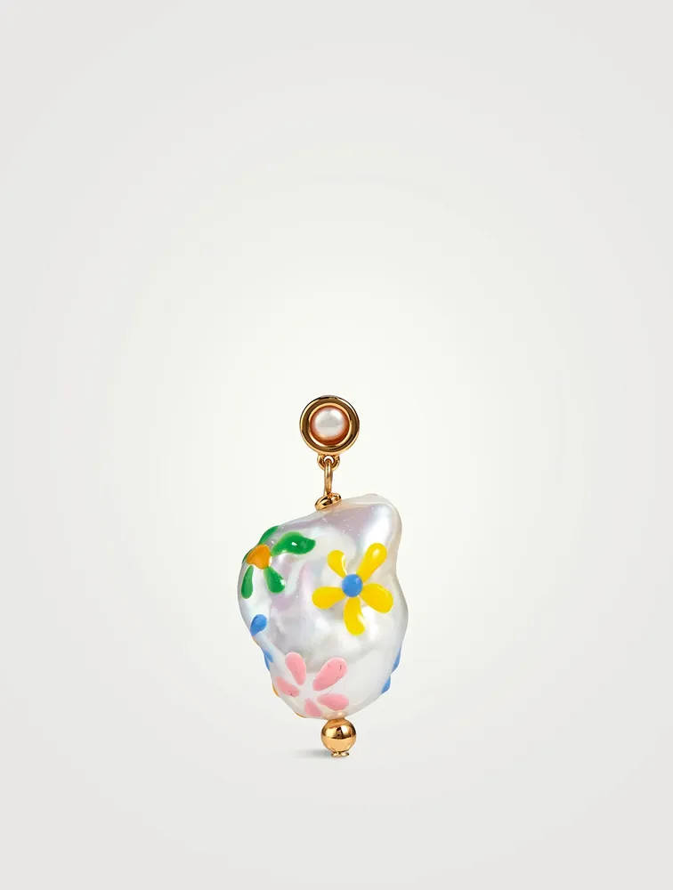 Nia Flower Pearl Drop Earring