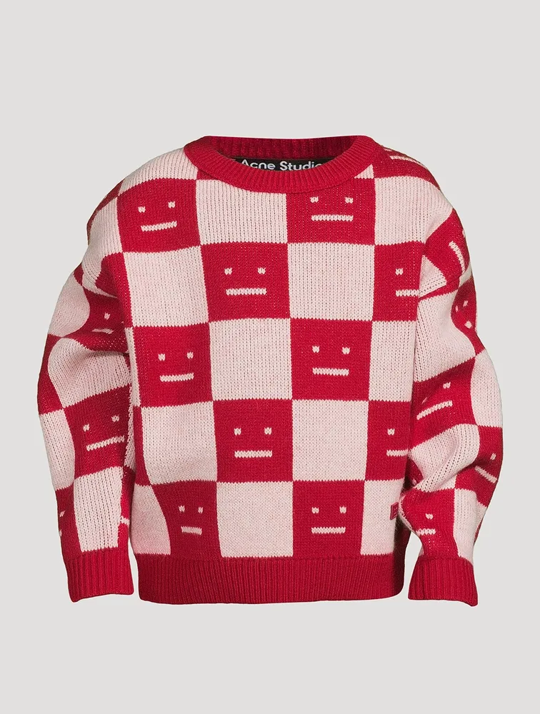 Wool Sweater With Face Jacquard